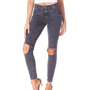 Free People Busted Knee Skinny Jeans in Faded Black